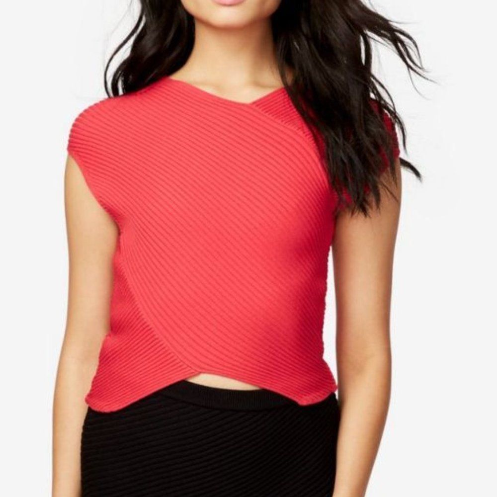 Rachel Rachel Roy Red Ribbed Crop Sleeveless Top Large - Picture 2 of 9